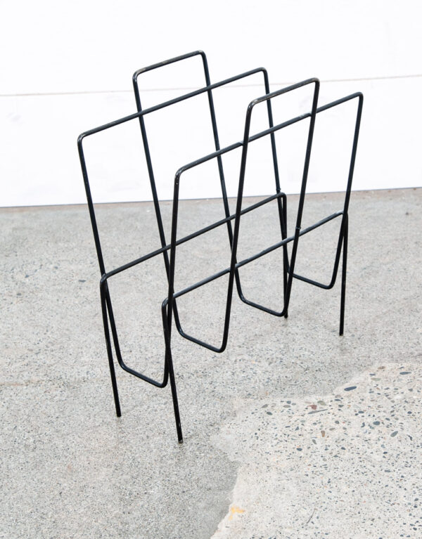 Mid Century Modern Magazine Rack Modernist Iron Mccobb Black Metal Mcm Vintage - Image 5