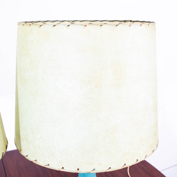 Mid Century Modern Lamp Set Teal and Brass Base Table Ceramic American Design MCM - Image 9