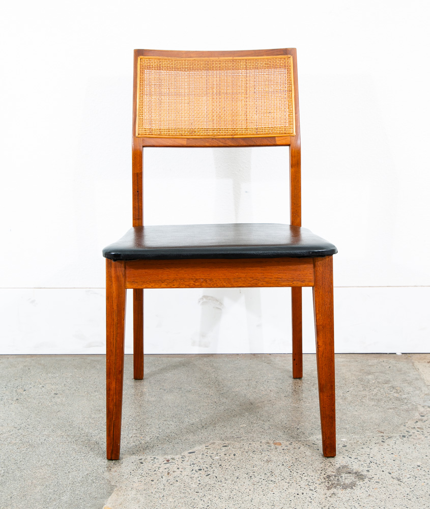 Mid Century Modern Dining Chairs Set 4 Walnut Cane Black Armchairs Dux Sweden NM - Image 10