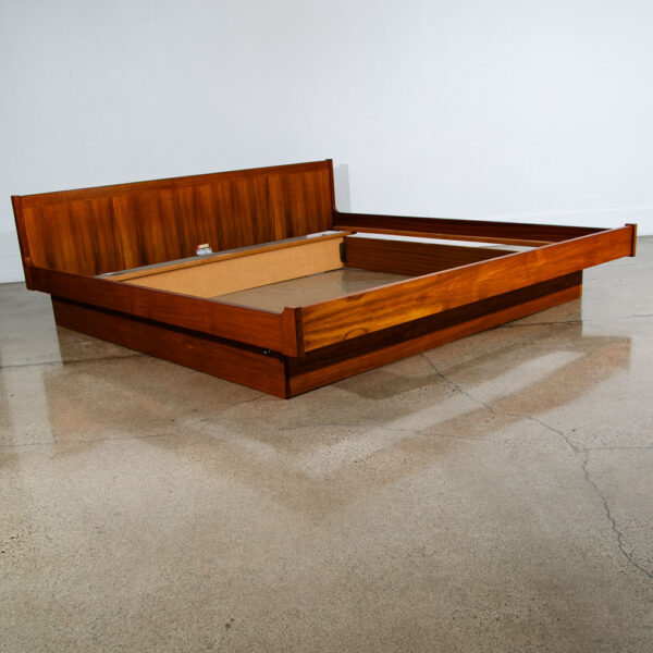 Mid Century Danish Modern Headboard Bed Frame Teak Floating King Size Dyrlund - Image 2