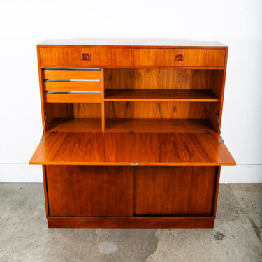 Mid Century Danish Modern Cabinet Teak Drop Leaf Desk Shelf Vintage Mcm Storage