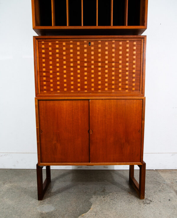 Mid Century Modern Wall Unit Teak Freestanding Cabinet Poul Cadovious Desk Mcm - Image 9
