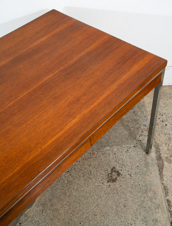 Mid Century Modern Desk Office Drawer Walnut Chrome Executive Lehigh Leopold Mcm - Image 12
