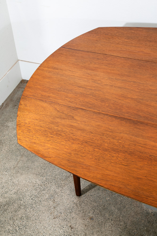 Mid Century Modern Dining Table Drop Leaf Walnut Oval Draw Leg 6 Legs Restored - Image 11