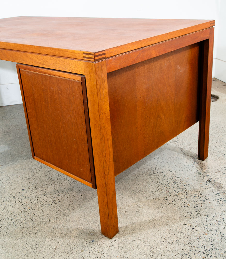 Mid Century Modern Executive Desk Drawers Solid Mahogany Soborg Doors File Mcm - Image 6