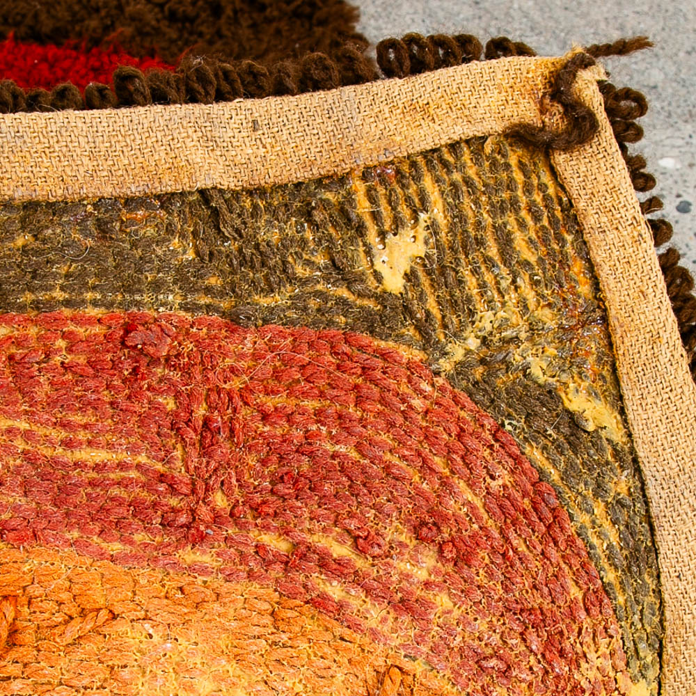 Mid Century Modern Rya Rug Abstract Brown, Oranges, Red, and Yellows Area 24x36 Wool - Image 12