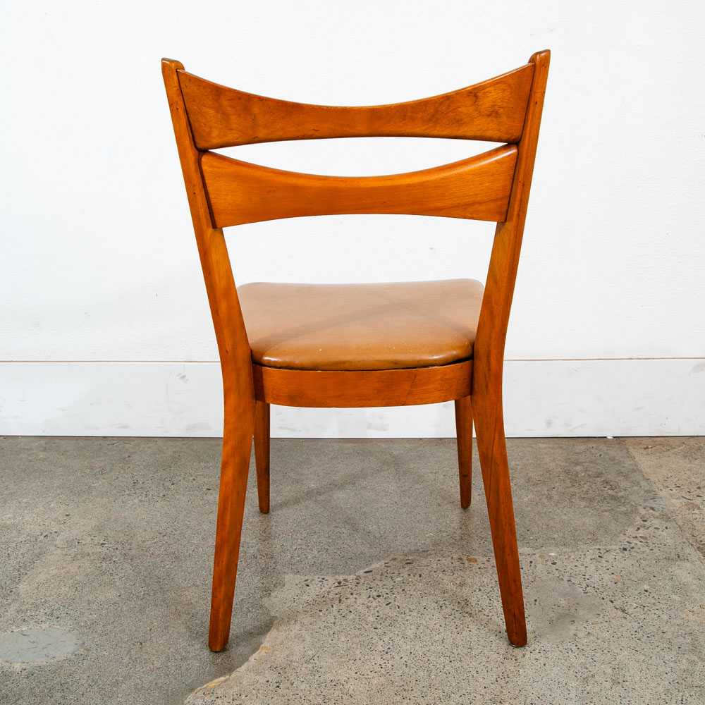 Mid Century Modern Dining Chair Heywood Wakefield Tan Brown Vintage Ladder Wood - Image 5