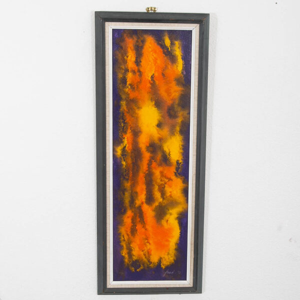 Mid Century Modern Original Painting Art Abstract Expressionism Orange Yellow Purple - Image 8