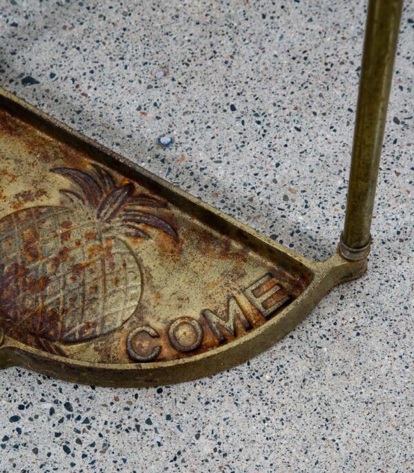Mid Century Modern Umbrella Holder Cast Brass Pineapple Slotted Welcome Stand NM - Image 10
