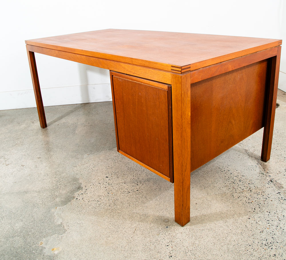 Mid Century Modern Executive Desk Drawers Solid Mahogany Soborg Doors File Mcm - Image 3