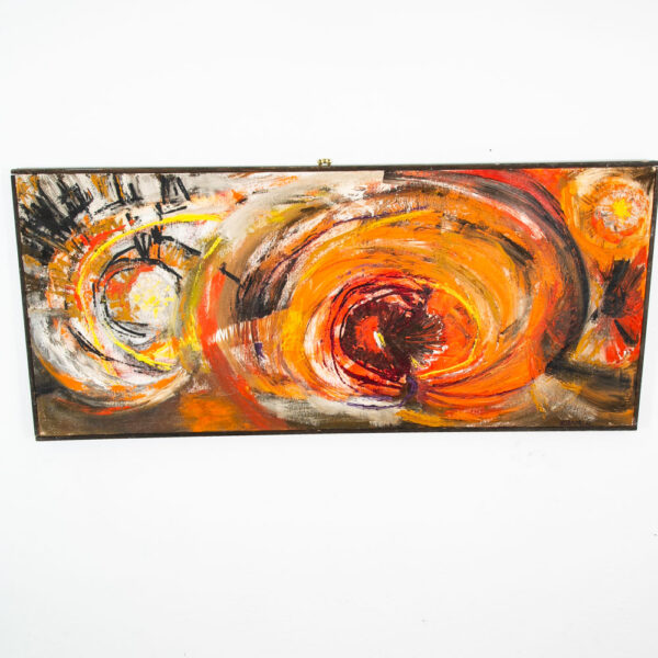 Mid Century Modern Painting Art Abstract Expressionism Yellow Orange Oil Signed - Image 10