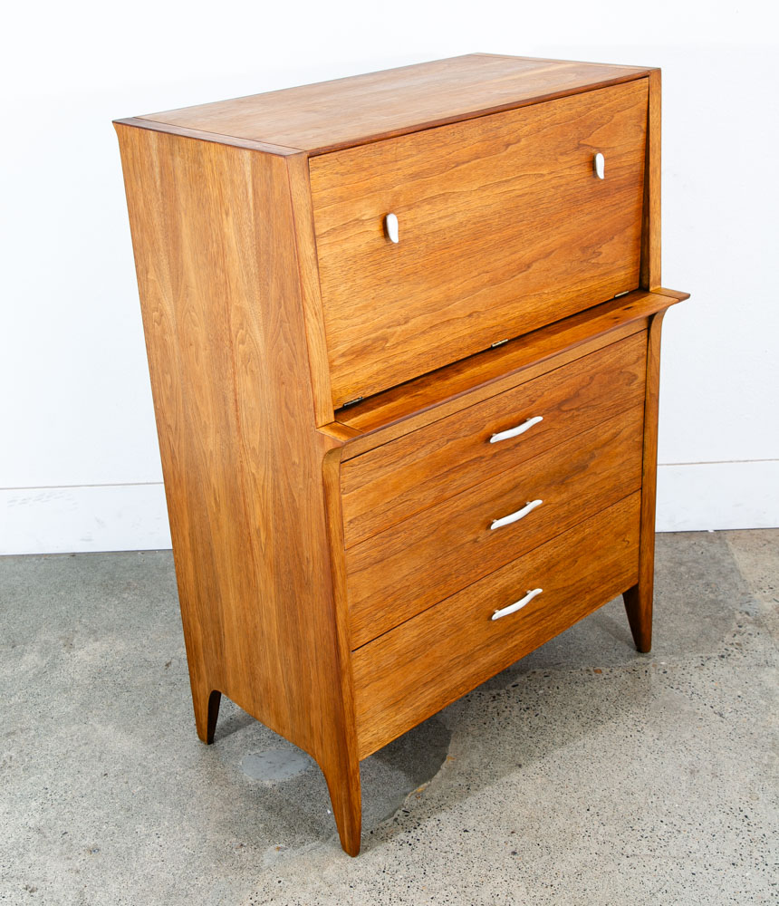 Mid Century Modern Dresser Secretary Highboy Profile Drexel John Van Koert Mcm - Image 9