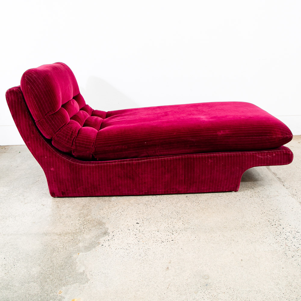 Mid Century Modern Daybed Chaise Lounge Chair Velour Burgundy Preview Kagan Mcm