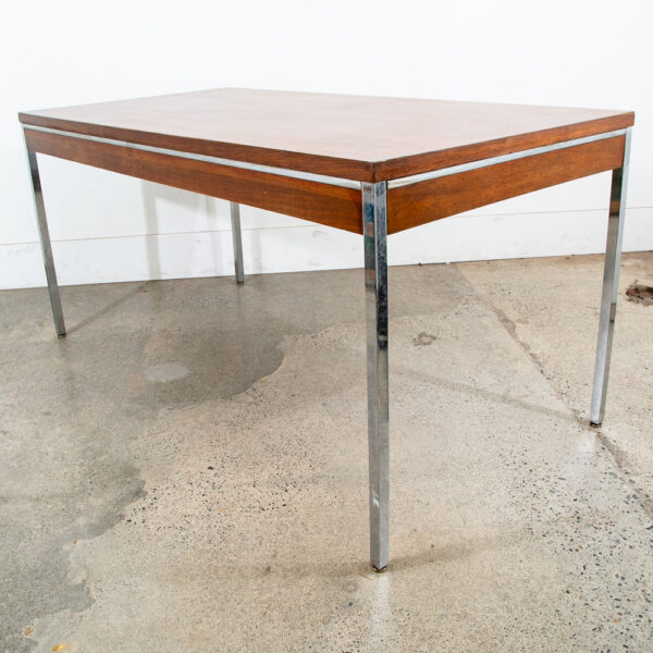 Mid Century Modern Desk Office Drawer Walnut Chrome Executive Lehigh Leopold Mcm - Image 5