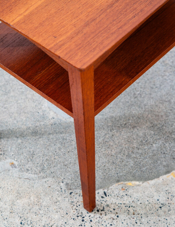 Mid Century Danish Modern Sculptural Teak Accent Side Table End Shelf Denmark NM - Image 10