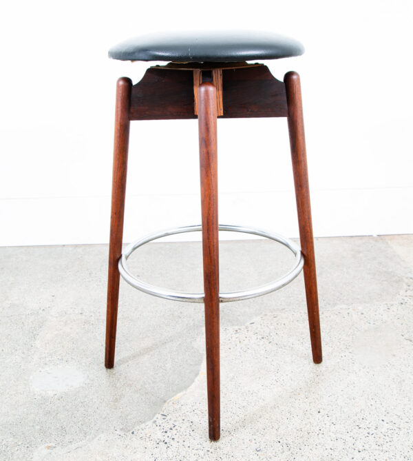 Mid Century Modern Bar Stool Albert Parvin Black Solid Walnut Danish Mcm Swivel - Image 4