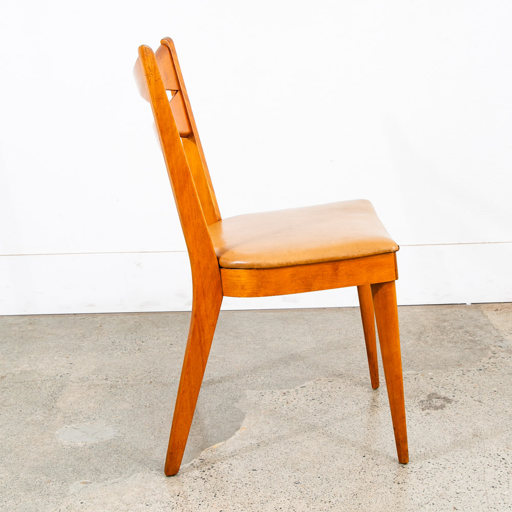 Mid Century Modern Dining Chair Heywood Wakefield Tan Brown Vintage Ladder Wood - Image 3