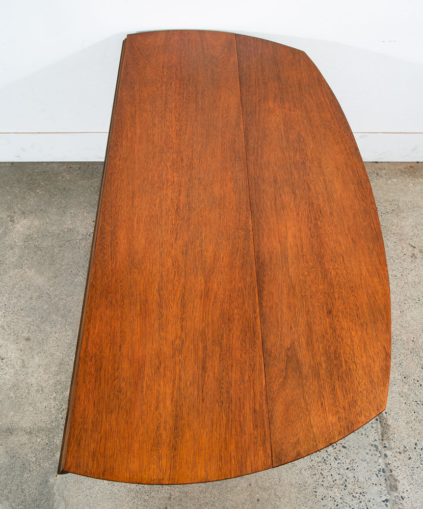 Mid Century Modern Dining Table Drop Leaf Walnut Oval Draw Leg 6 Legs Restored - Image 8