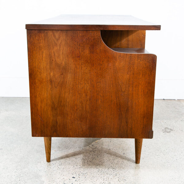 Mid Century Modern Desk Executive 5 Drawer Walnut Wood Restored Mcm Vintage - Image 3