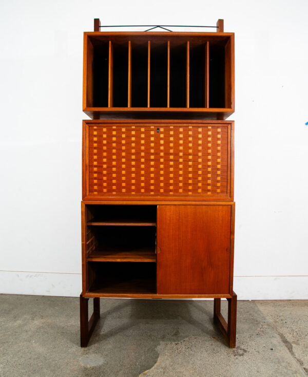 Mid Century Modern Wall Unit Teak Freestanding Cabinet Poul Cadovious Desk Mcm - Image 5