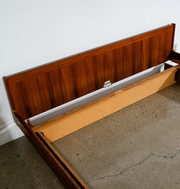 Mid Century Danish Modern Headboard Bed Frame Teak Floating King Size Dyrlund - Image 9