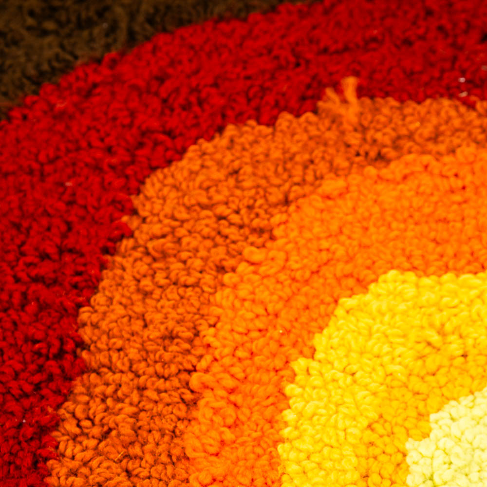 Mid Century Modern Rya Rug Abstract Brown, Oranges, Red, and Yellows Area 24x36 Wool - Image 9