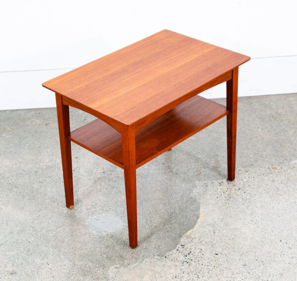 Mid Century Danish Modern Sculptural Teak Accent Side Table End Shelf Denmark NM - Image 8