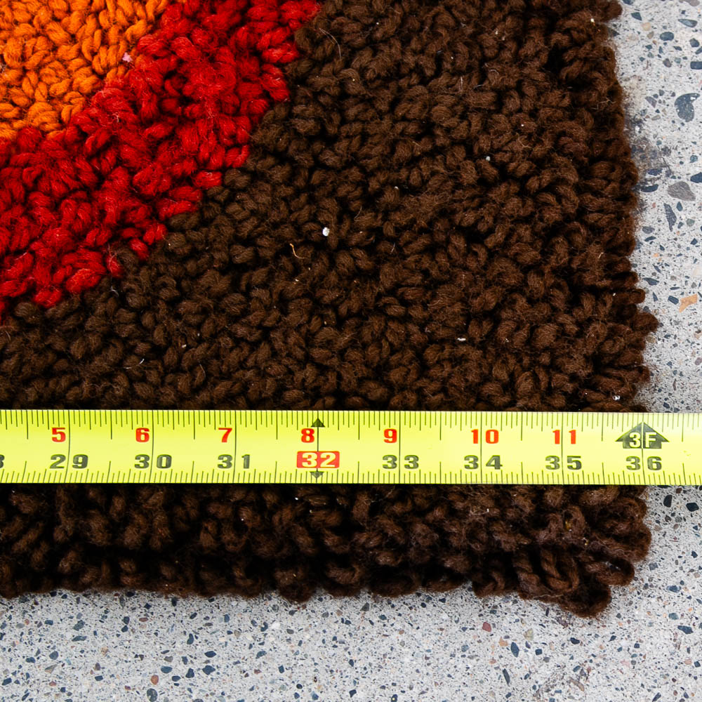 Mid Century Modern Rya Rug Abstract Brown, Oranges, Red, and Yellows Area 24x36 Wool - Image 6