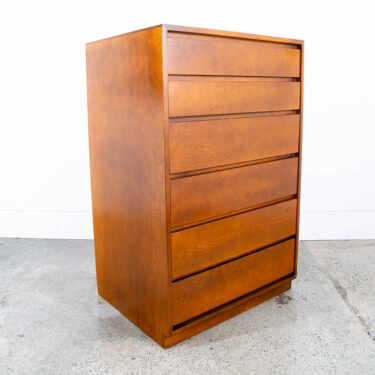 Mid Century Modern Highboy Dresser 6 Drawer Compact Danish Wood Vintage Tall Mcm