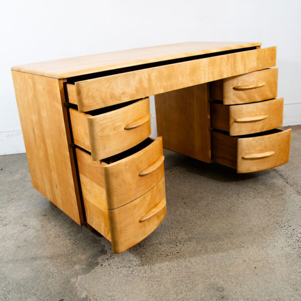 Mid Century Modern Desk Blonde Solid Maple Wood Heywood Wakefield Drawers Office - Image 4