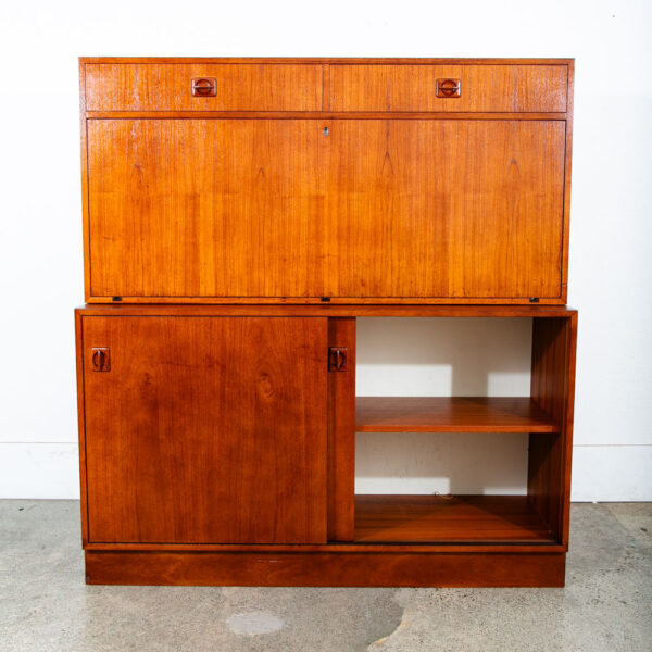Mid Century Danish Modern Cabinet Teak Drop Leaf Desk Shelf Vintage Mcm Storage - Image 8