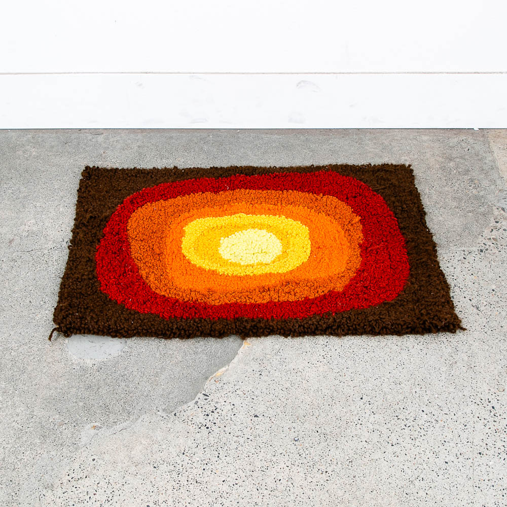 Mid Century Modern Rya Rug Abstract Brown, Oranges, Red, and Yellows Area 24x36 Wool - Image 8