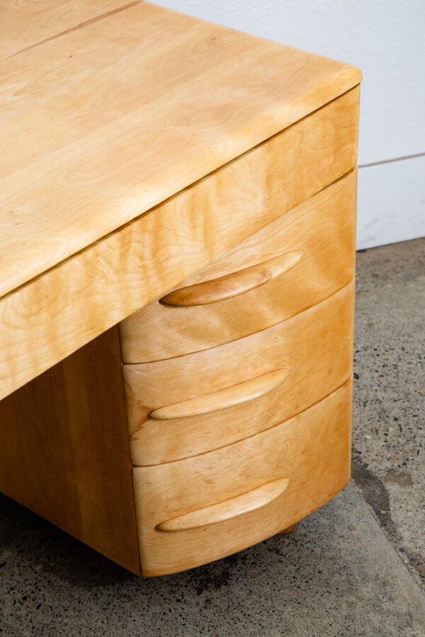 Mid Century Modern Desk Blonde Solid Maple Wood Heywood Wakefield Drawers Office - Image 11