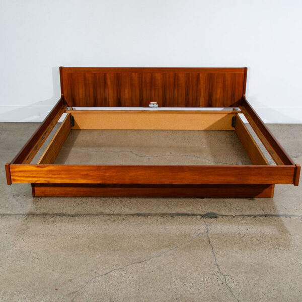 Mid Century Danish Modern Headboard Bed Frame Teak Floating King Size Dyrlund - Image 4