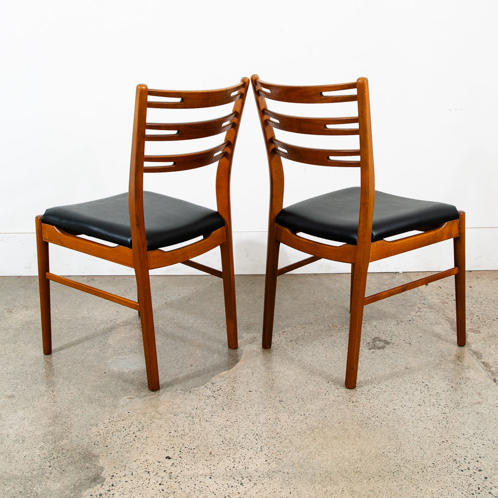 Mid Century Modern Dining Chairs Pair Set Mobler Ladder Farstrup Teak Mcm Black - Image 3