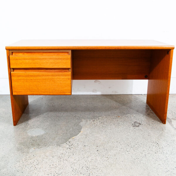 Mid Century Danish Modern Desk 2 Drawer Teak Compact Vintage Wood Denmark Mcm - Image 2
