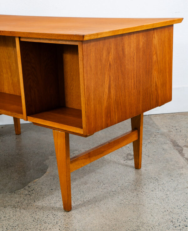 Mid Century Modern Desk Executive Oak Vintage 6 Drawers Denmark Office Bookshelf - Image 5