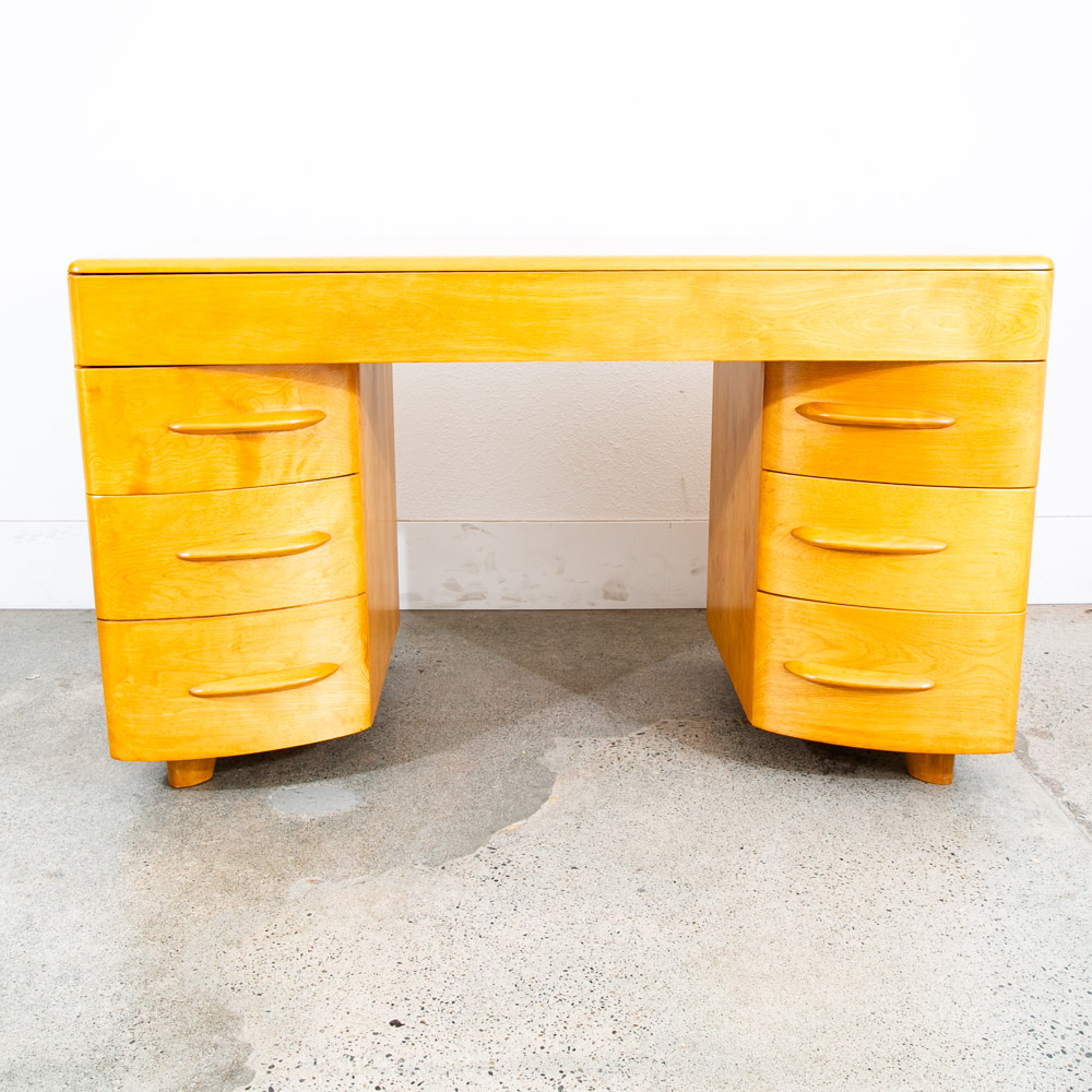 Mid Century Modern Desk Blonde Solid Maple Wood Heywood Wakefield Drawers Mcm 2 - Image 2