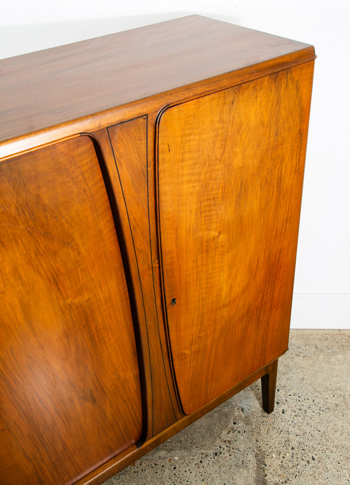 Mid Century Danish Modern Credenza Walnut Sideboard Locking Drawers Cabinet Key - Image 9