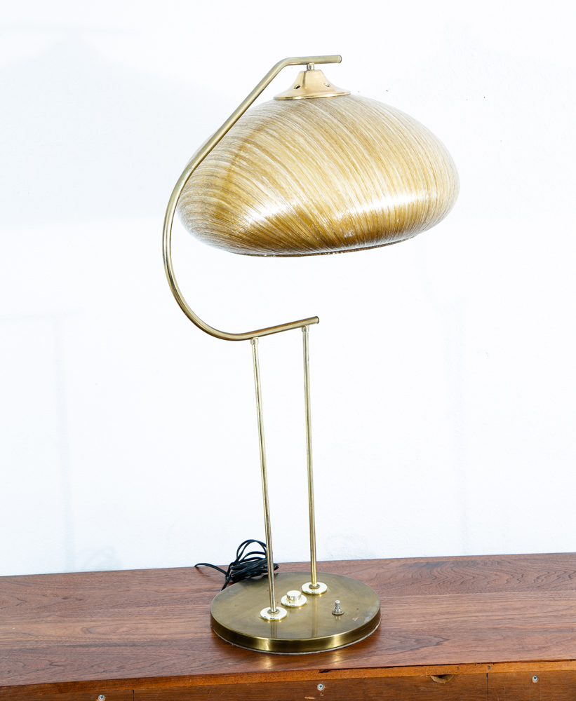 Mid Century Modern Table Lamp Brass Light Gold Harvey Guzzini Italian Round Mcm - Image 11