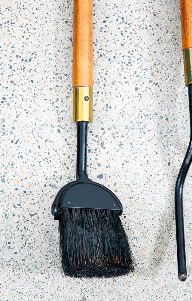 Mid Century Modern Fireplace Tools Wood Brass Cast iron Pilgrim Seymour Nelson - Image 10