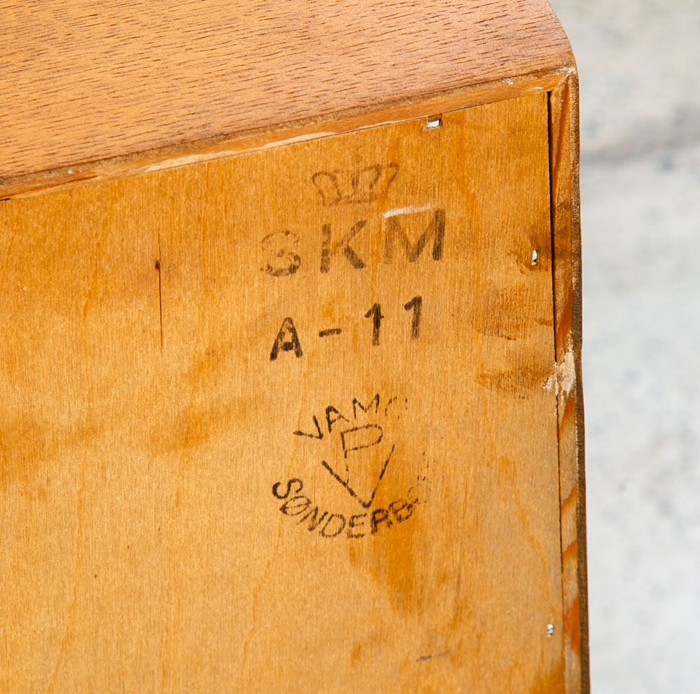 Mid Century Modern Cabinet Roll Up Tambour Door Wood 14 Drawers Storage Oak Vamo - Image 12