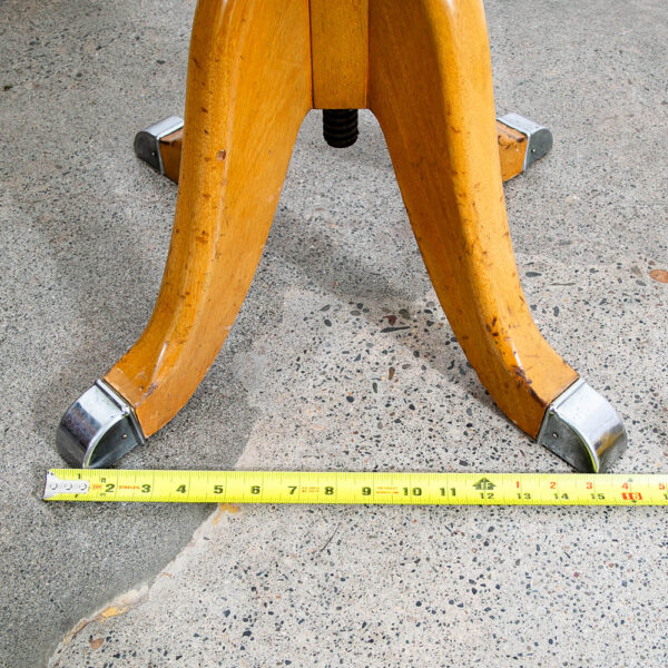 Antique Hamilton Stool Adjustable Solid Wood Swivel Tan Drafting Industrial - Image 9