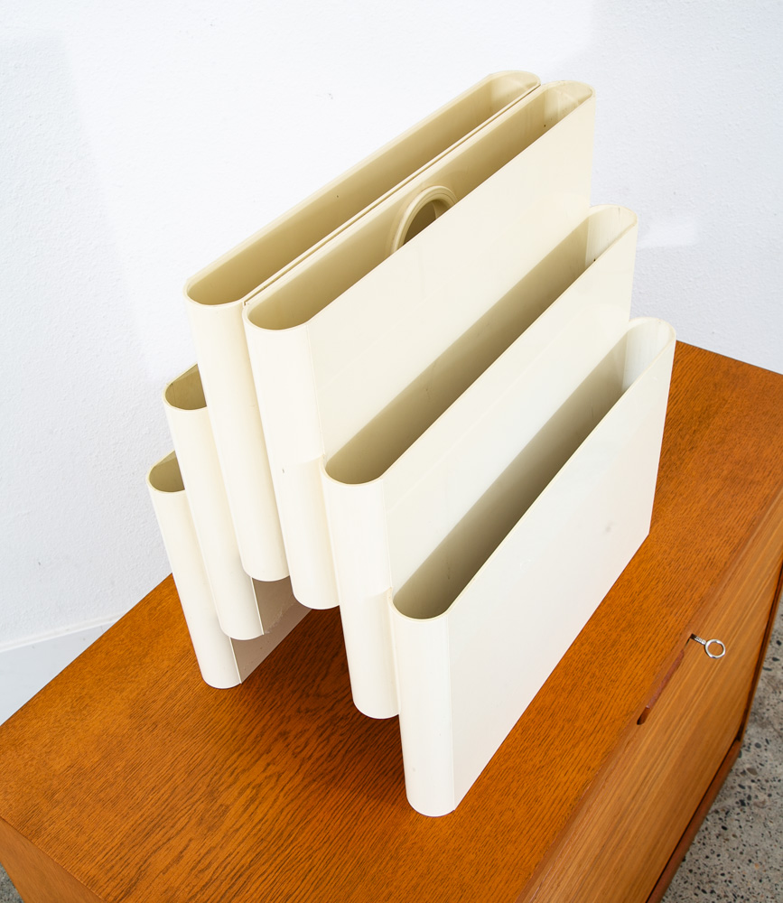 Mid Century Modern Magazine Holder White Kartell Italy G. Stoppino Vintage Mcm - Image 5