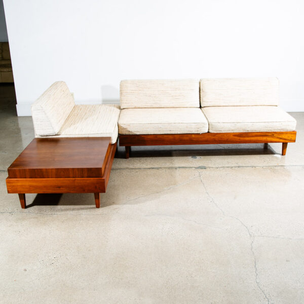 Mid Century Modern Sofa Sectional Walnut Table White Modular Daybed 2 Piece Mcm