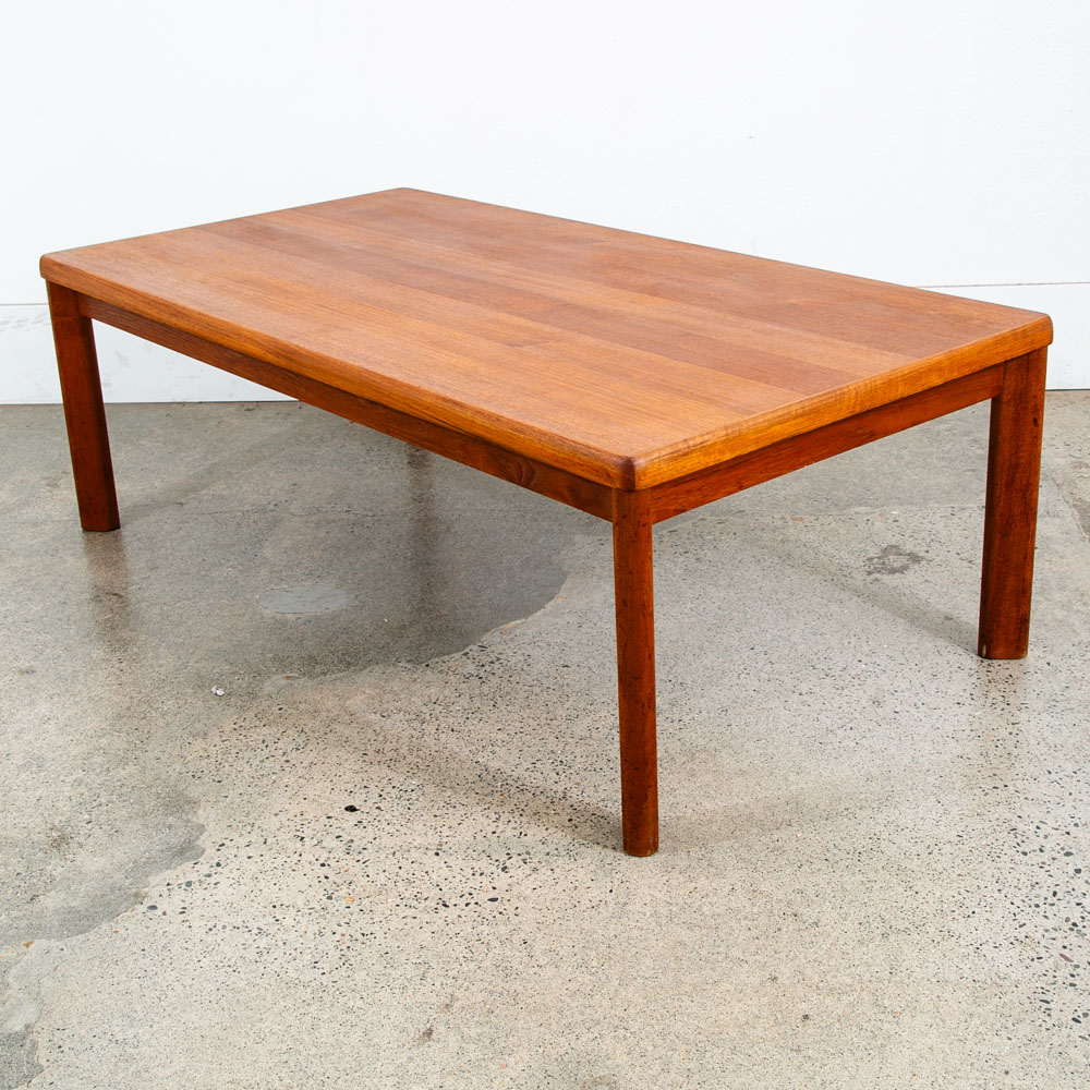 Mid Century Danish Modern Coffee Table Rectangular Surfboard Teak Denmark Toften - Image 3