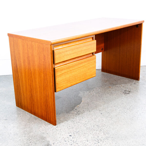 Mid Century Danish Modern Desk 2 Drawer Teak Compact Vintage Wood Denmark Mcm