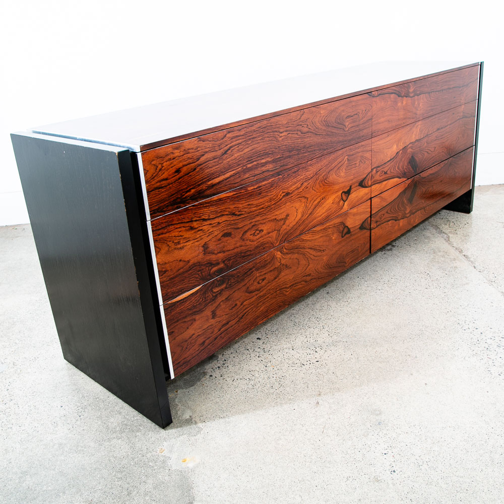 Mid Century Modern Credenza Dresser Rosewood 6 Drawer Black Glenn of California