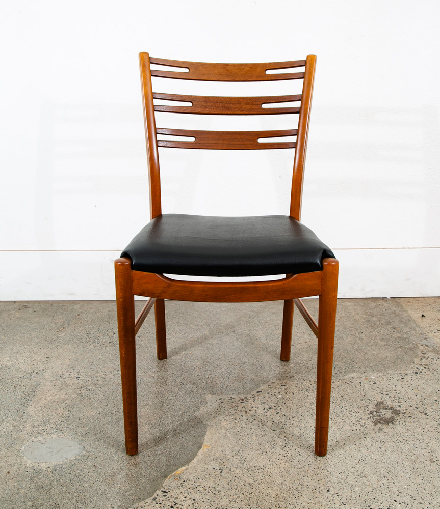 Mid Century Modern Dining Chairs Pair Set Mobler Ladder Farstrup Teak Mcm Black - Image 6