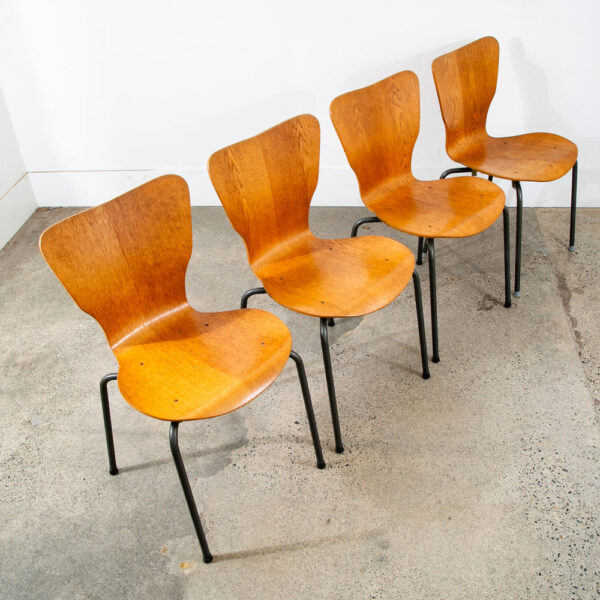 Mid Century Danish Modern Dining Chair Set 4 Oak Bentwood 1977 MH Stahlmobler